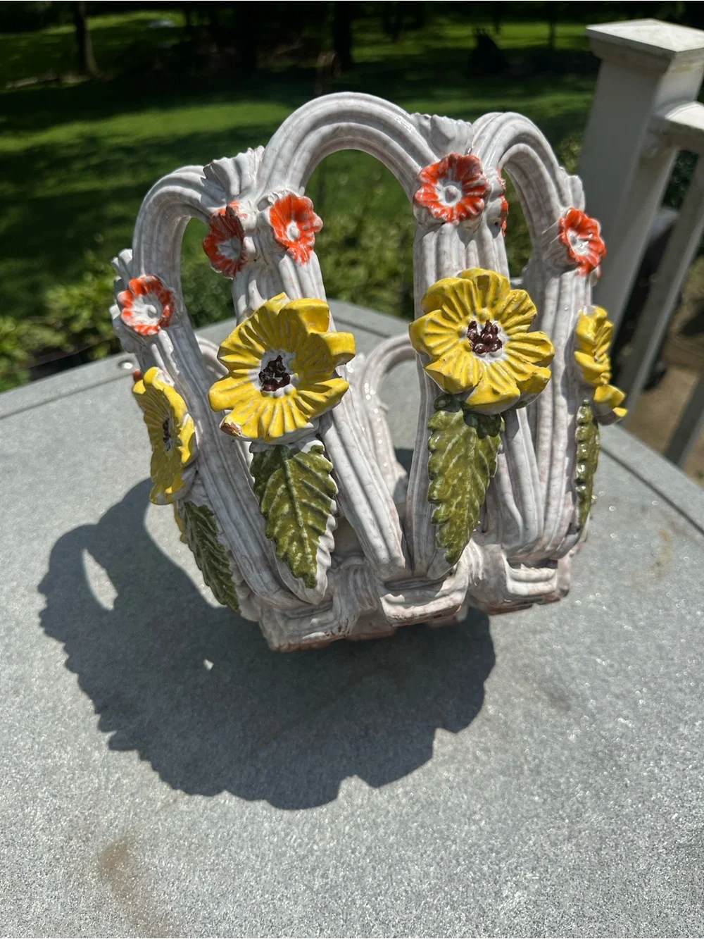 Mid-Century Modern Italian Majolica cachepot (flower pot holder/jardinière)
